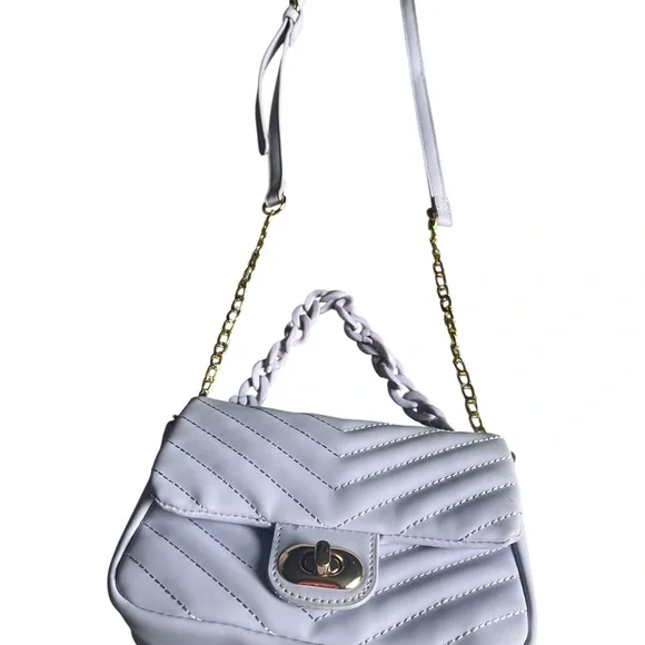 Claire's Pastel Purple Crossbody Bag with Chain Strap and Quilted Design - Picture 2 of 14